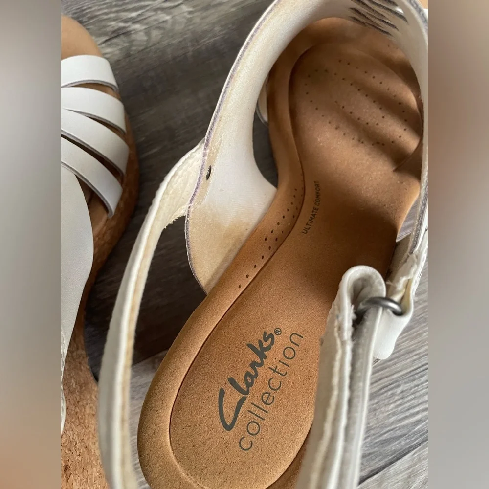 Elegant White Cork Wedge Sandals